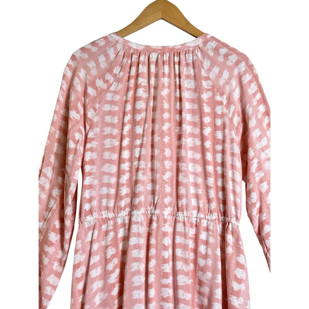 Time & Tru Women’s Boho Peasant Brushstroke Print Tie-Waist Dress in Pink Sz XL - Picture 7 of 9